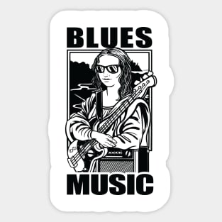 Blues Music - Mona Lisa with Guitar and Amplifier Sticker